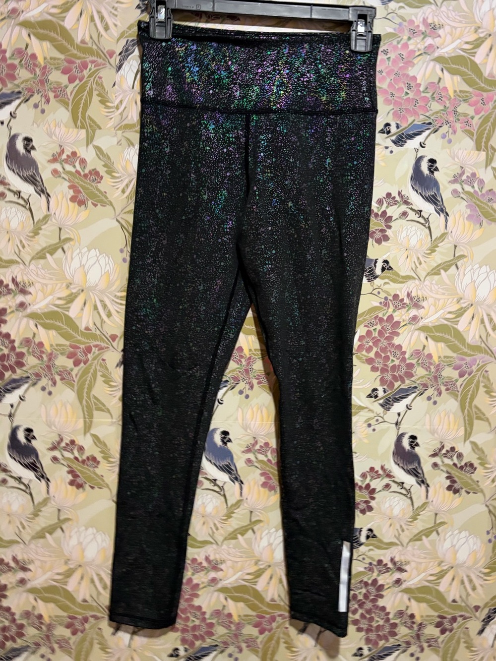 Women's Black Iridescent High-Waist Leggings